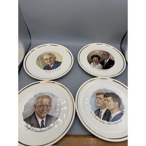 Vintage Presidential Portrait Plates Set Truman Eisenhower Kennedy Johnson 4